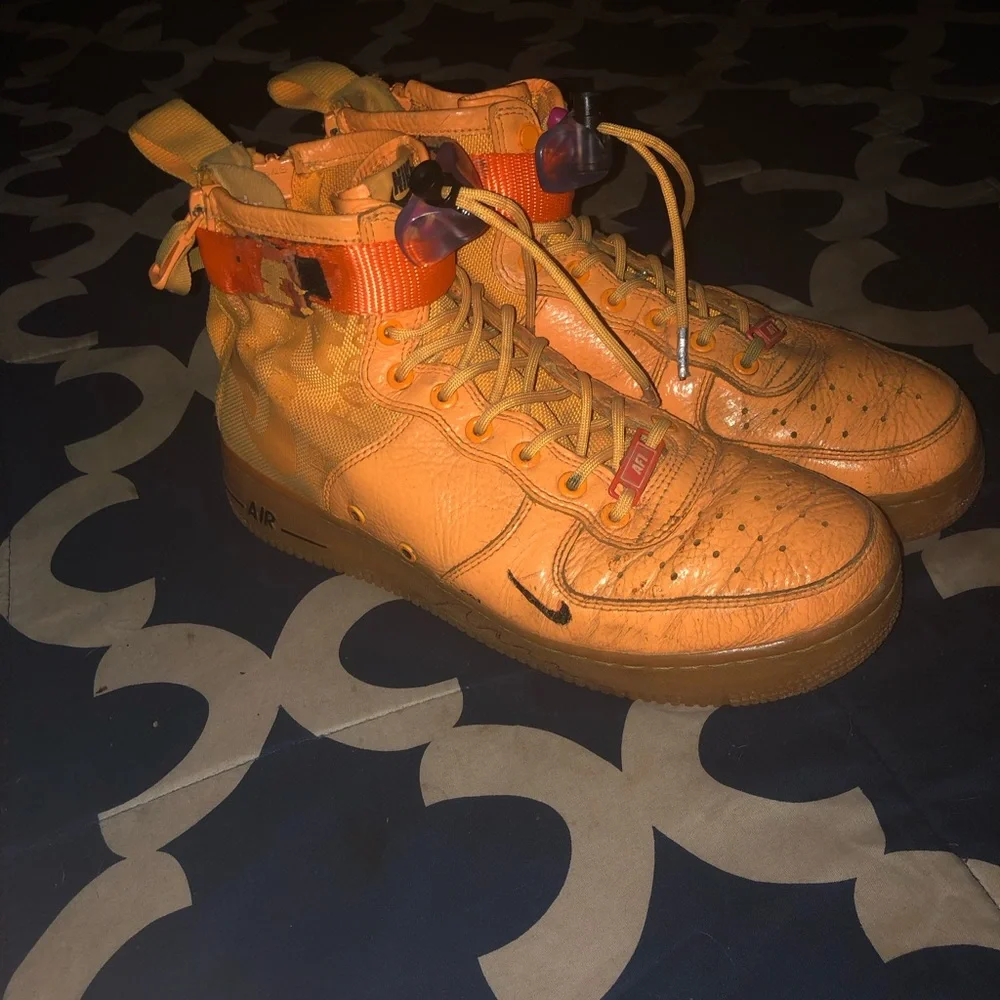 Nike Vibrant Orange Sneakers OBJ Airforce 1’s - Picture 1 of 6